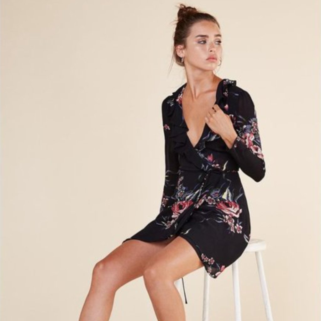 Reformation Dickinson Floral Wrap Mini Dress